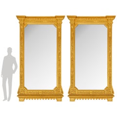 pair of Italian 19th century Louis XVI st. Giltwood mirrors