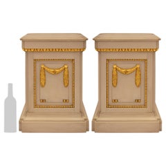 Pair of Italian 19th Century Louis XVI St. Giltwood Pedestal Columns