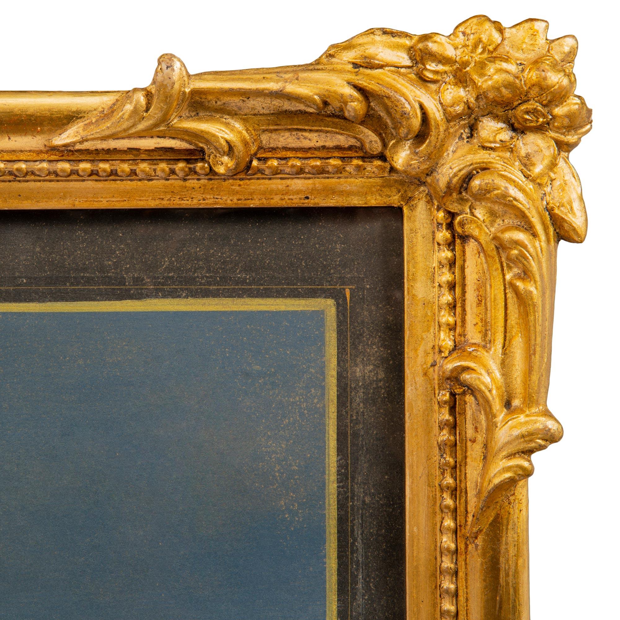 Paire de gouaches italiennes Louis XVI du 19ème siècle dans leurs cadres d'origine en vente 3