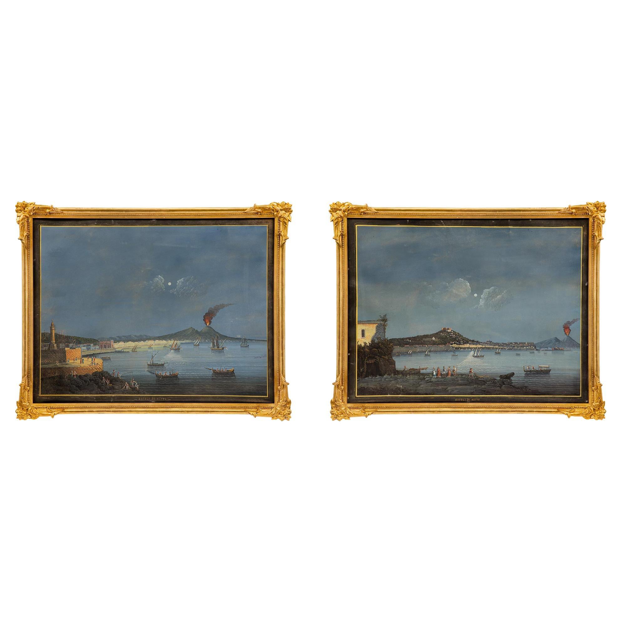 Pair of Italian 19th Century Louis XVI St. Gouaches in Their Original Frames For Sale