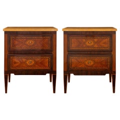 Pair of Italian 19th Century Louis XVI St. Kingwood and Sienna Marble Commodes