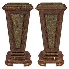 Antique Pair of Italian 19th Century Louis XVI St. Marble Pedestal Columns