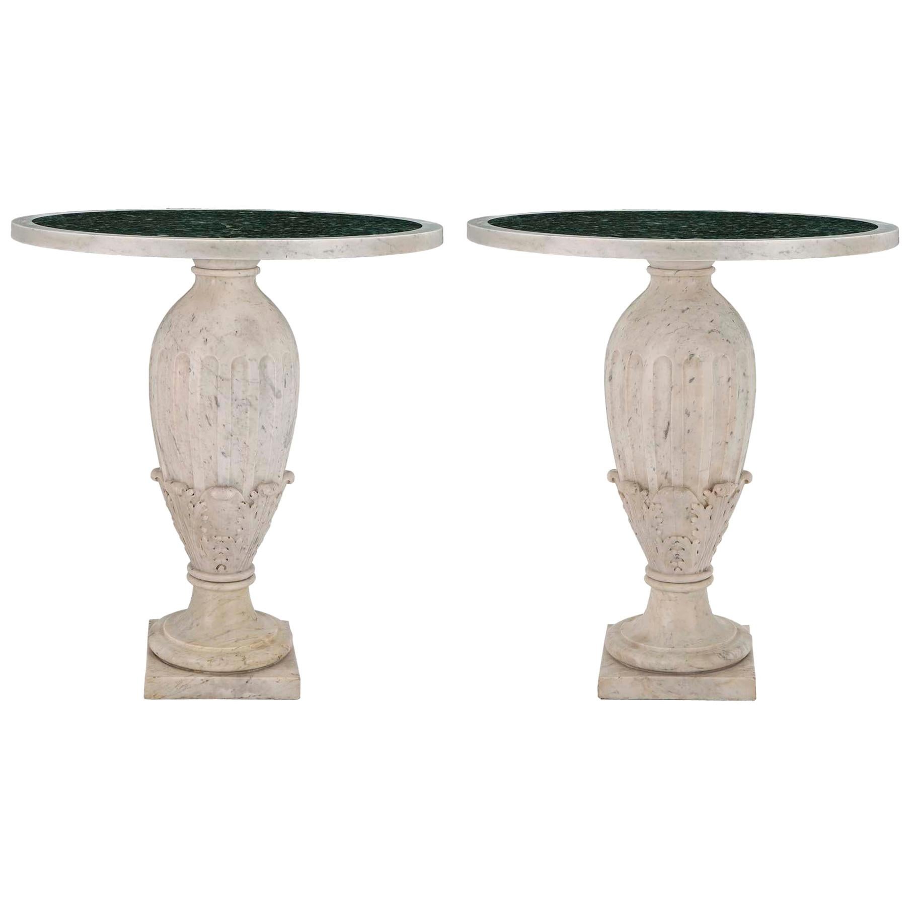 Pair of Italian 19th Century Louis XVI St. Marble Tables