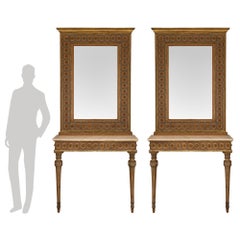 Pair of Italian 19th Century Louis XVI St. Matching Consoles and Mirrors