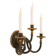 Pair of Italian 19th Century Louis XVI St. Polychrome and Giltwood Sconces