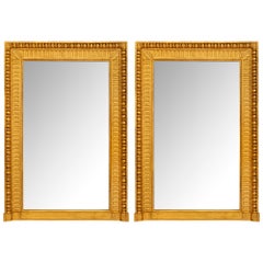 Pair Of Italian 19th Century Louis XVI St. Rectangular Giltwood Mirrors