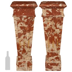Pair of Italian 19th century Louis XVI st. Rouge de Languedoc marble pedestals