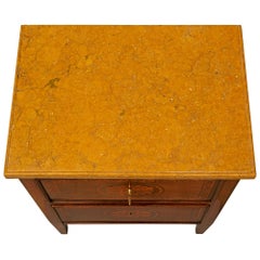 Pair of Italian 19th Century Louis XVI St. Walnut and Marble Commodes