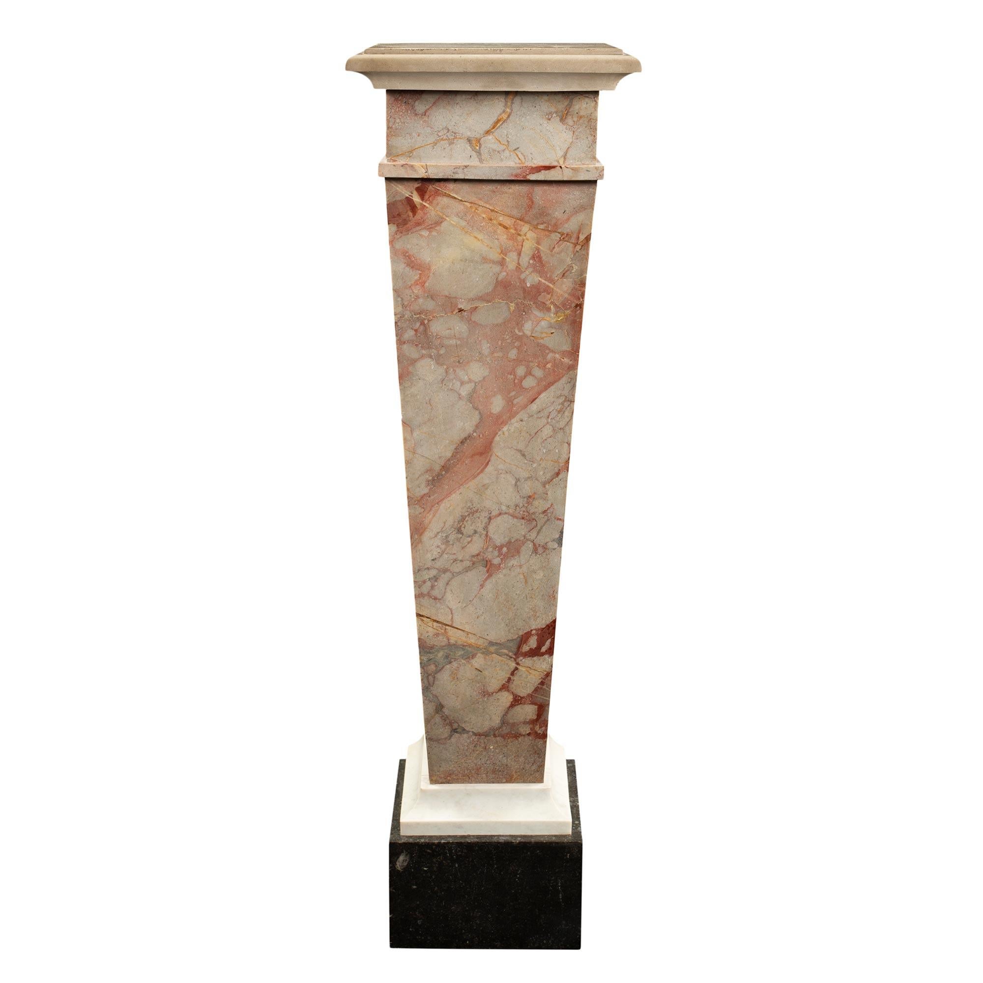 Pair of Italian 19th Century Louis XVI Style Marble Pedestals In Good Condition For Sale In West Palm Beach, FL