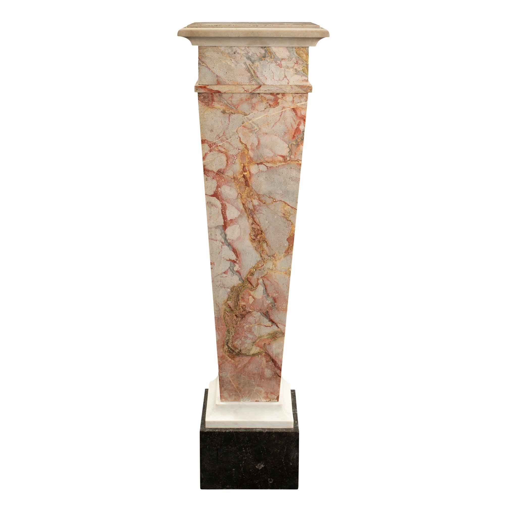 Pair of Italian 19th Century Louis XVI Style Marble Pedestals For Sale 1