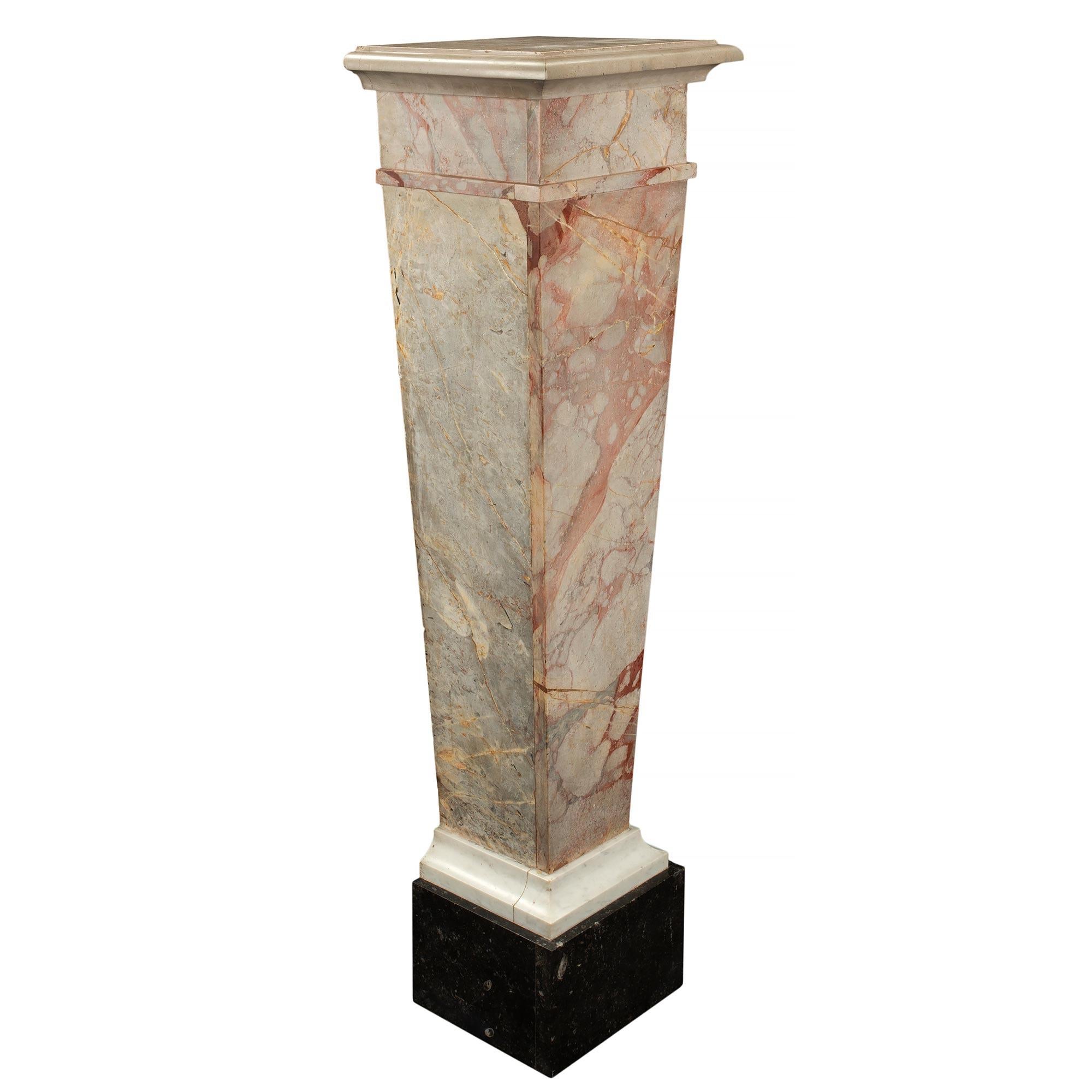 Pair of Italian 19th Century Louis XVI Style Marble Pedestals For Sale 2