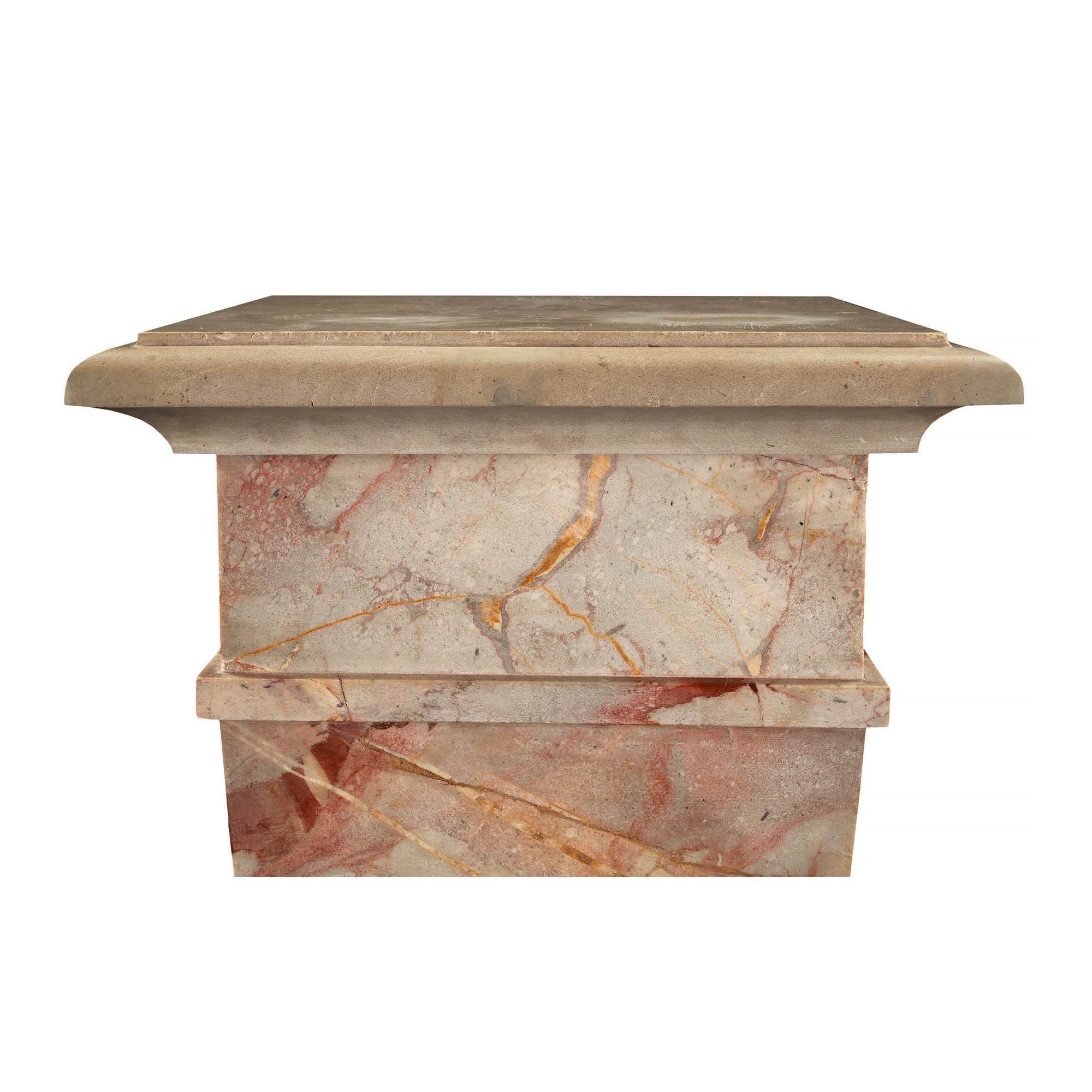 Pair of Italian 19th Century Louis XVI Style Marble Pedestals For Sale 4