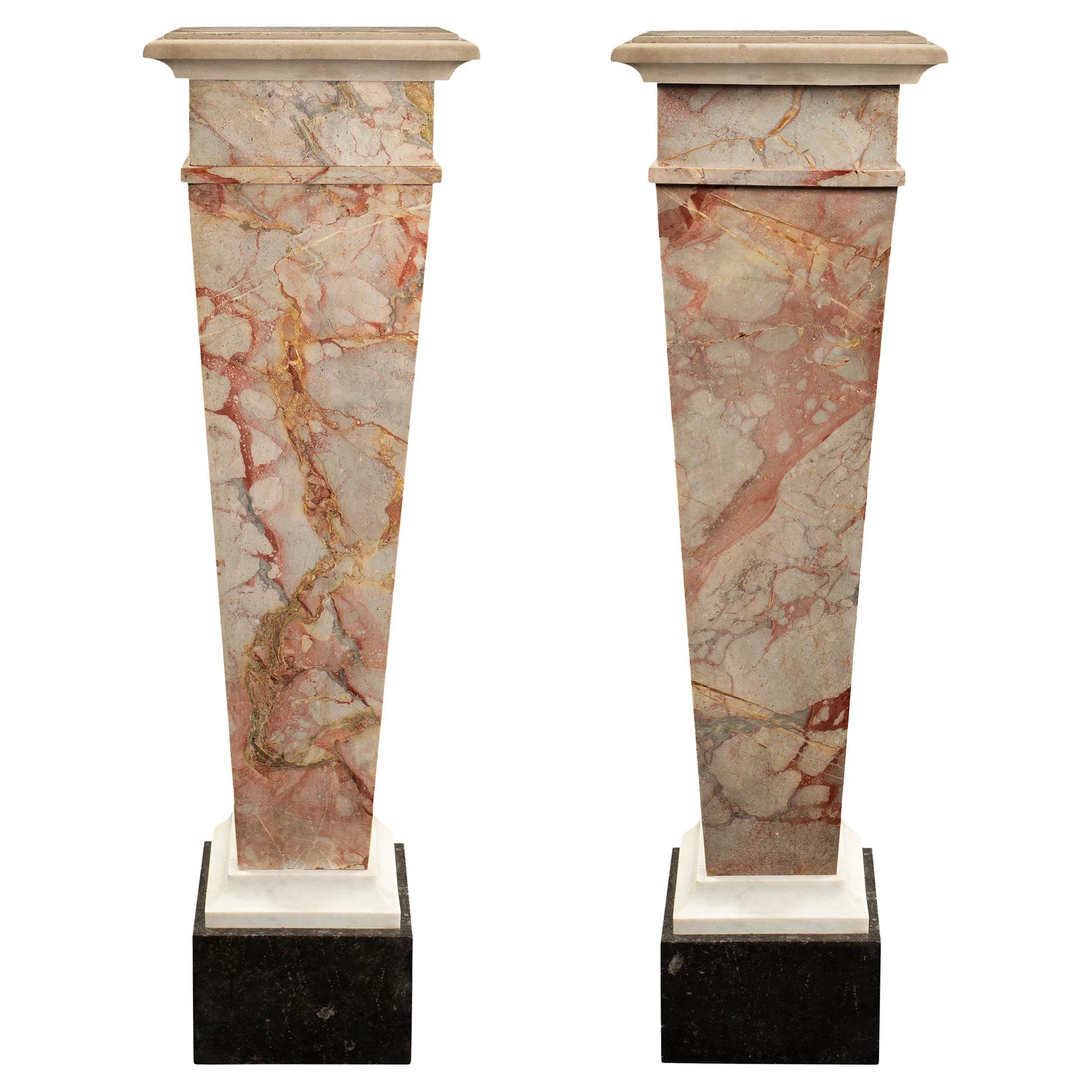 Pair of Italian 19th Century Louis XVI Style Marble Pedestals For Sale