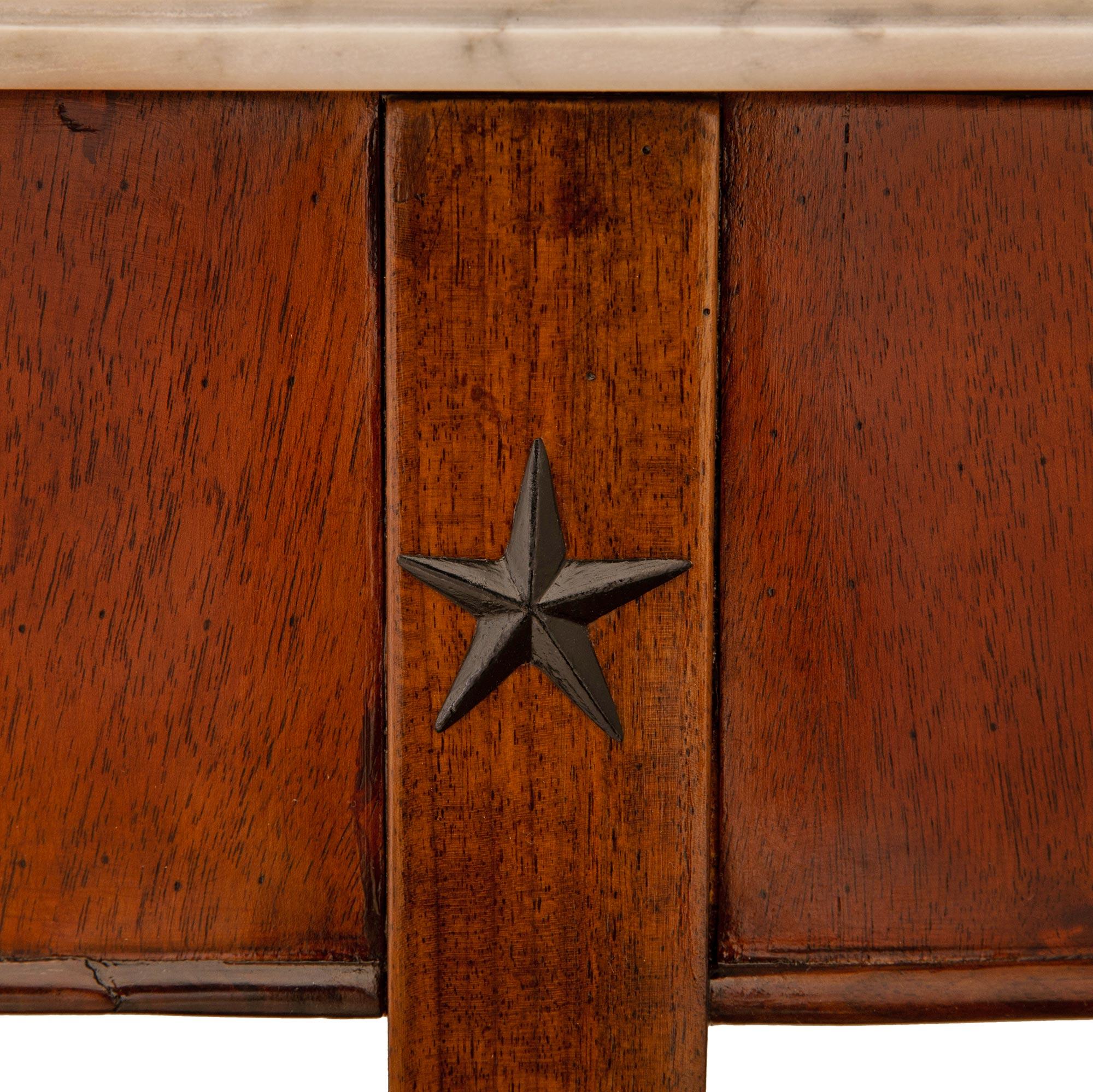 19th Century pair of Italian 19th century Mahogany, Fruitwood and marble consoles For Sale