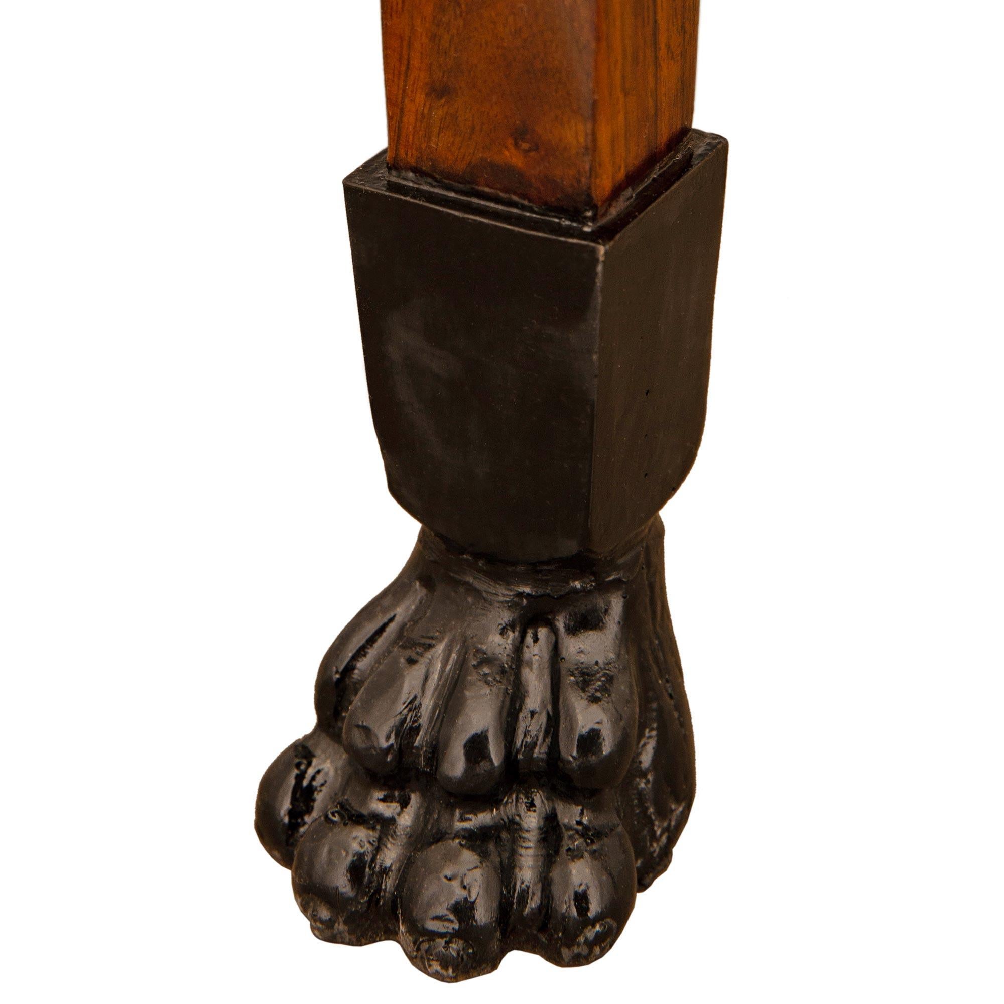 Marble pair of Italian 19th century Mahogany, Fruitwood and marble consoles For Sale