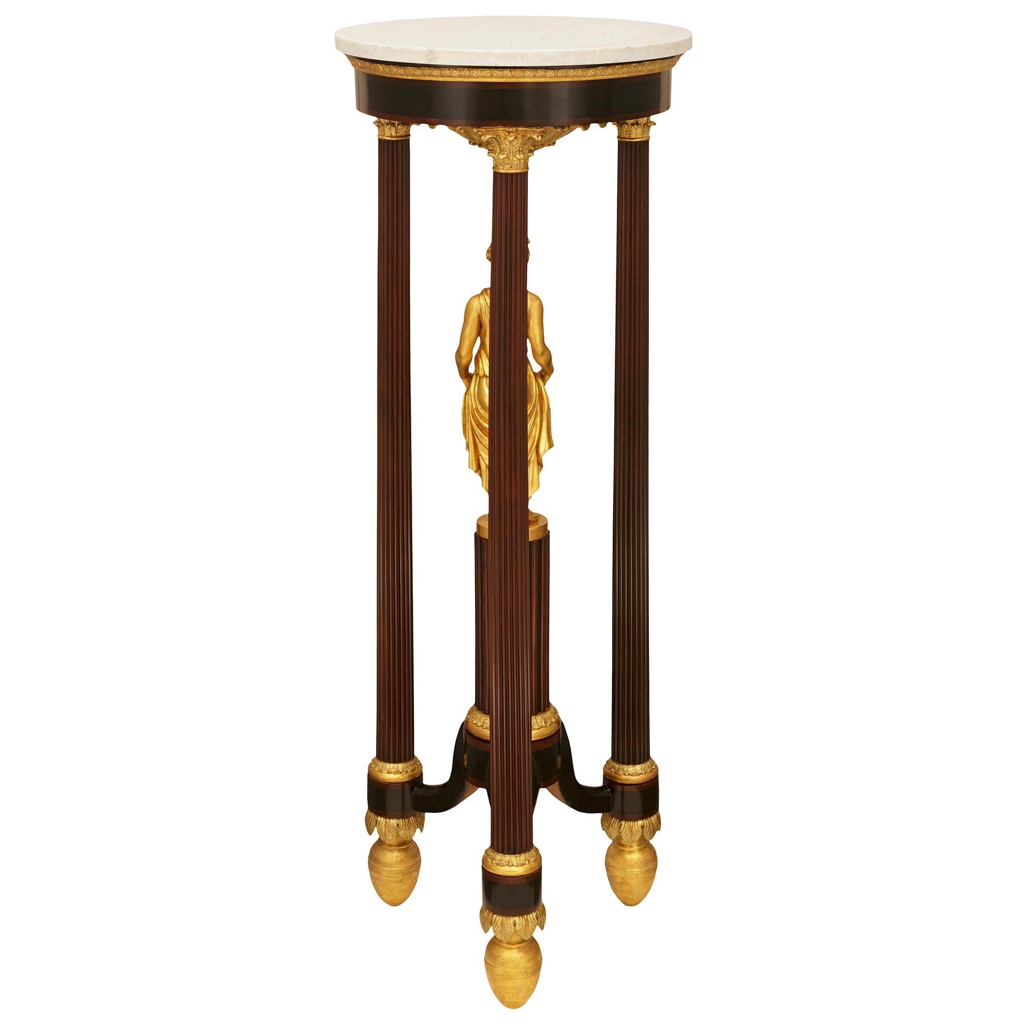 pair of Italian 19th century Mahogany, Giltwood and Marble pedestals For Sale 5