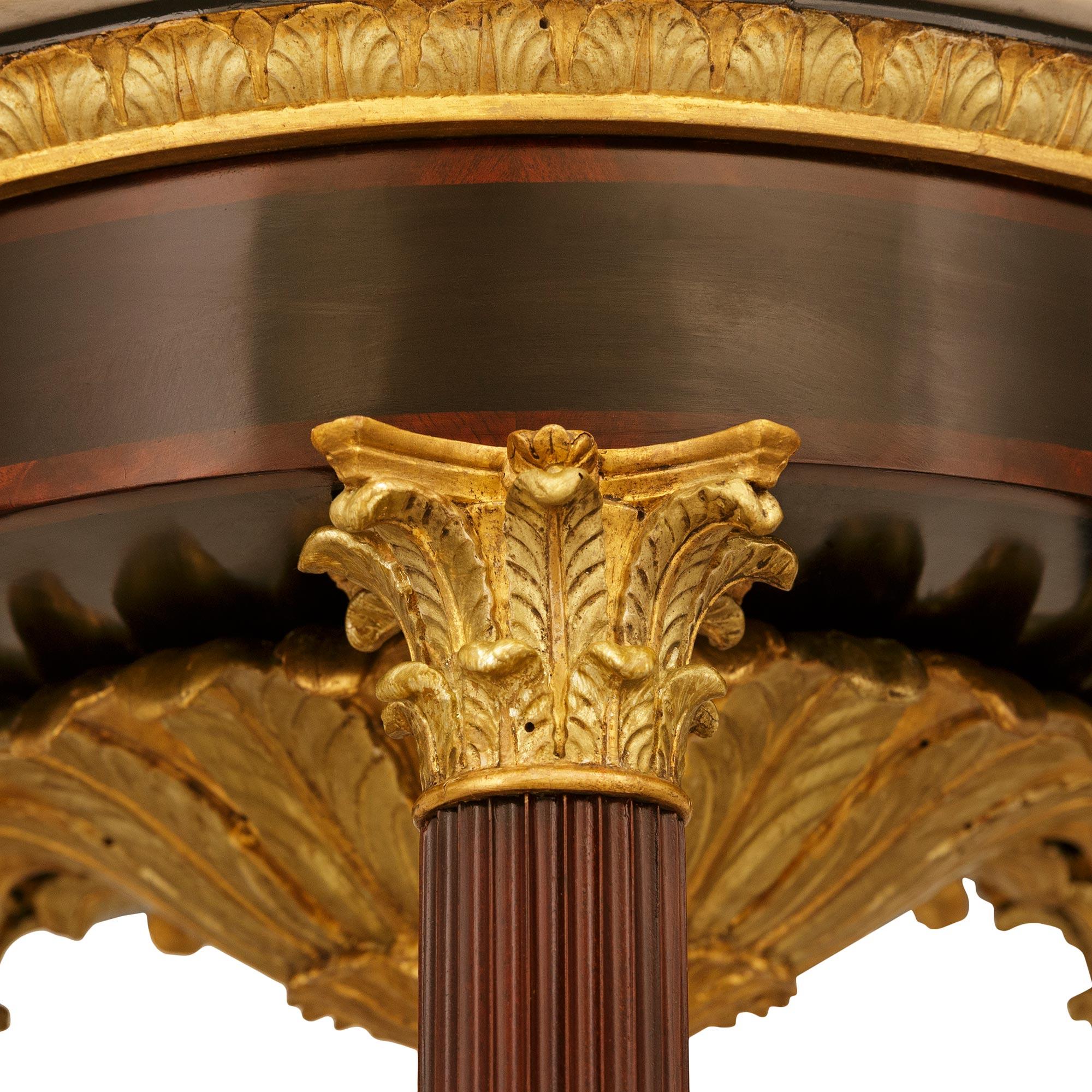pair of Italian 19th century Mahogany, Giltwood and Marble pedestals In Good Condition For Sale In West Palm Beach, FL
