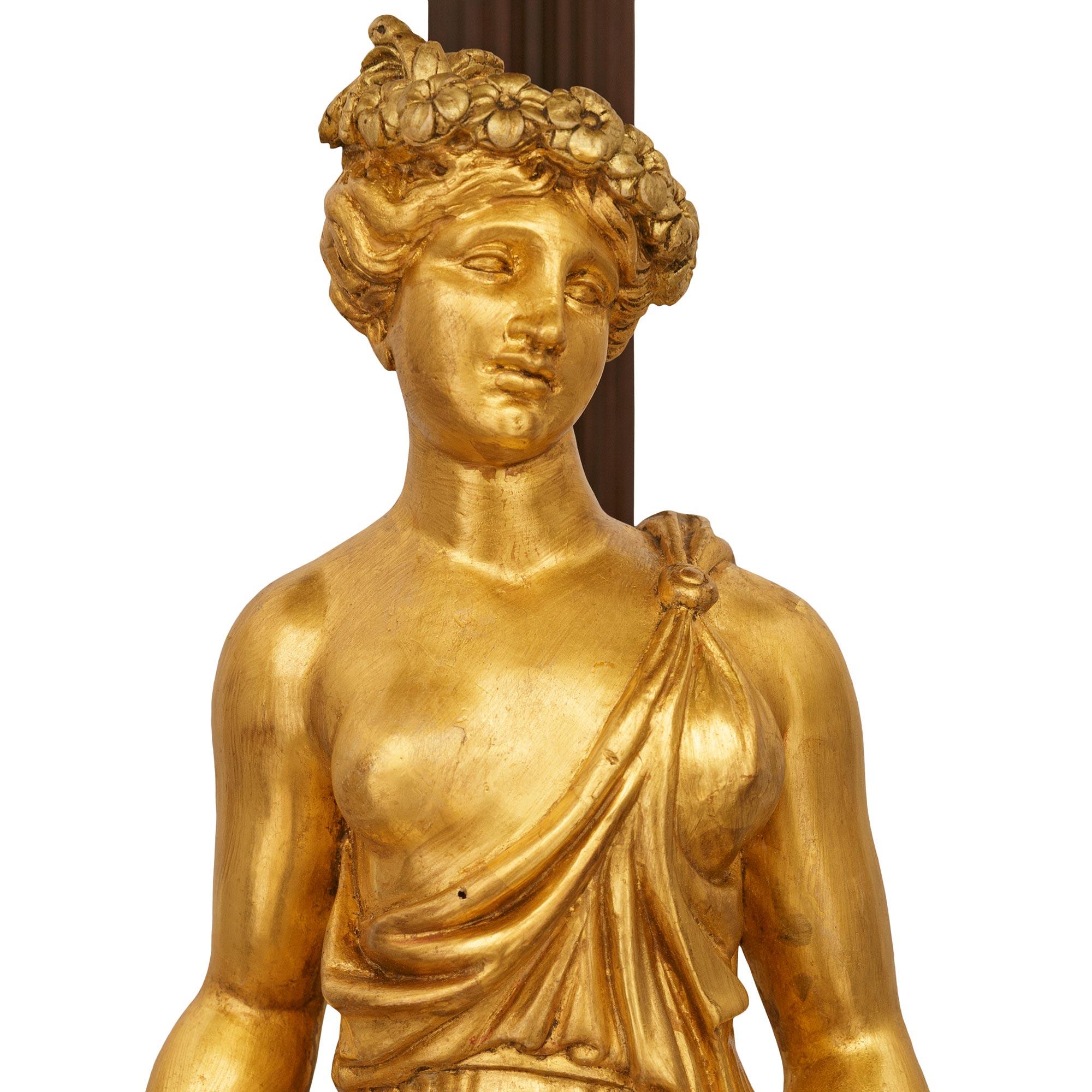 pair of Italian 19th century Mahogany, Giltwood and Marble pedestals For Sale 2