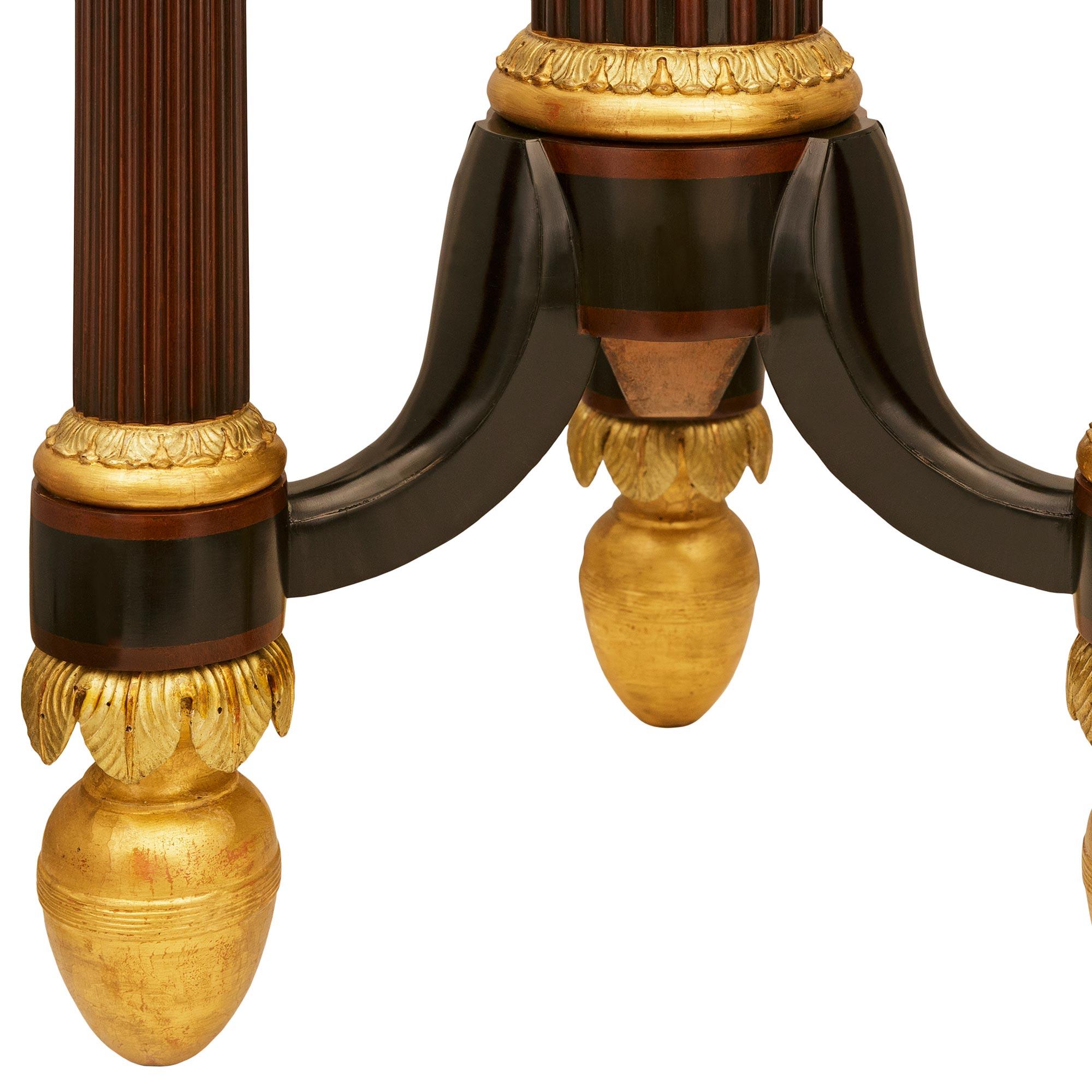pair of Italian 19th century Mahogany, Giltwood and Marble pedestals For Sale 4
