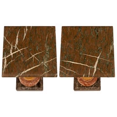 Pair of Italian 19th Century Marble Pedestal Columns