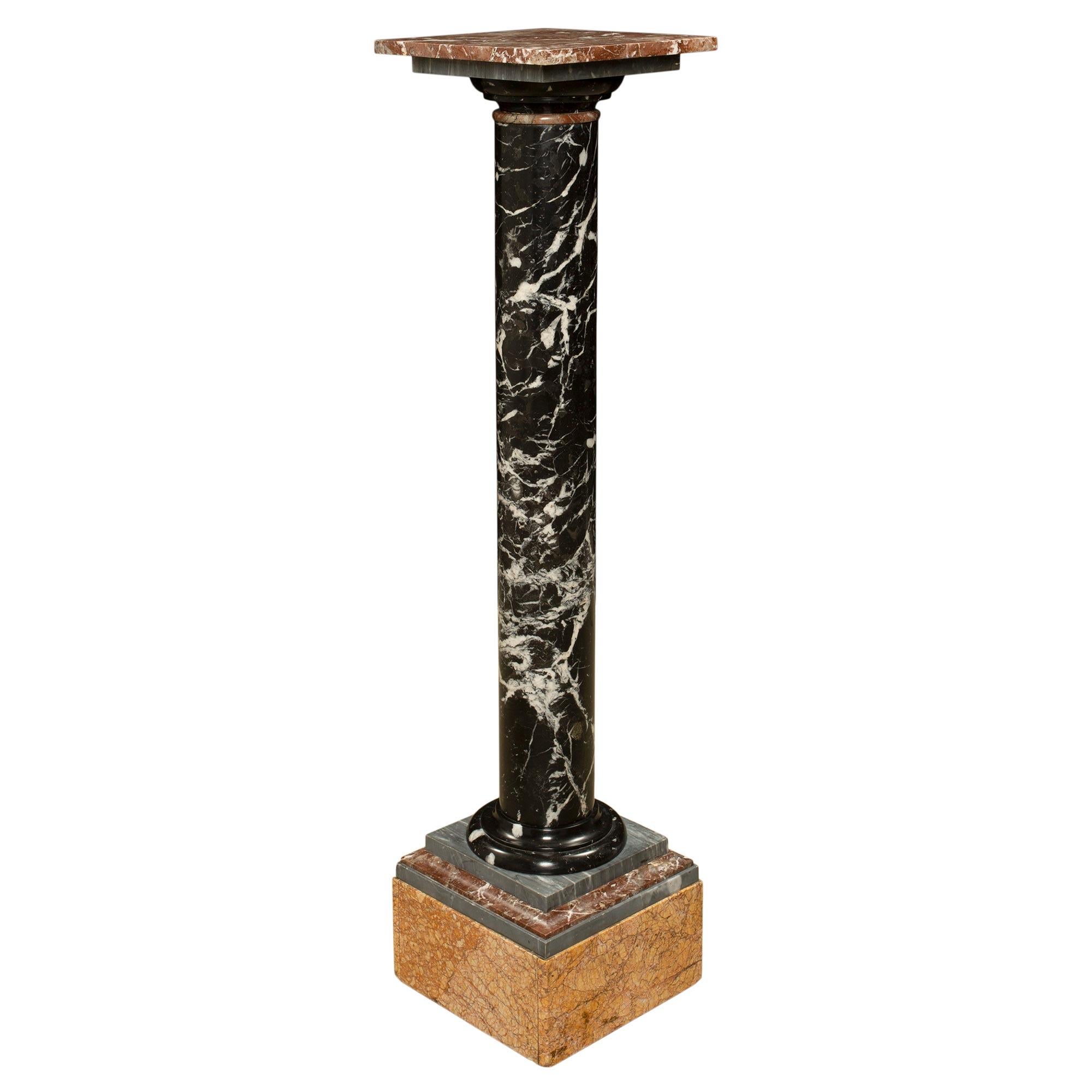 Pair Of Italian 19th Century Marble Pedestal Columns In Good Condition For Sale In West Palm Beach, FL