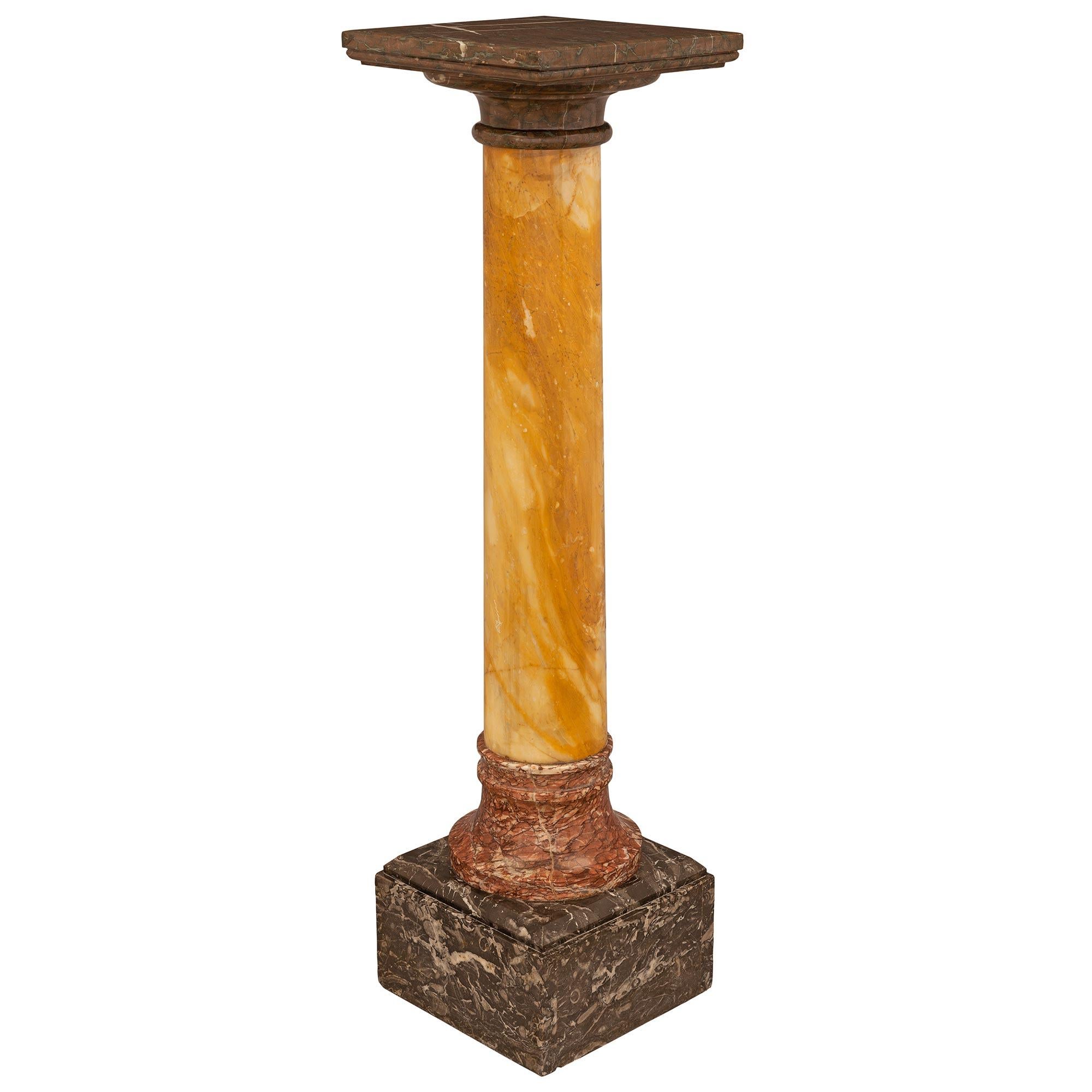 Pair of Italian 19th Century Marble Pedestal Columns In Good Condition For Sale In West Palm Beach, FL