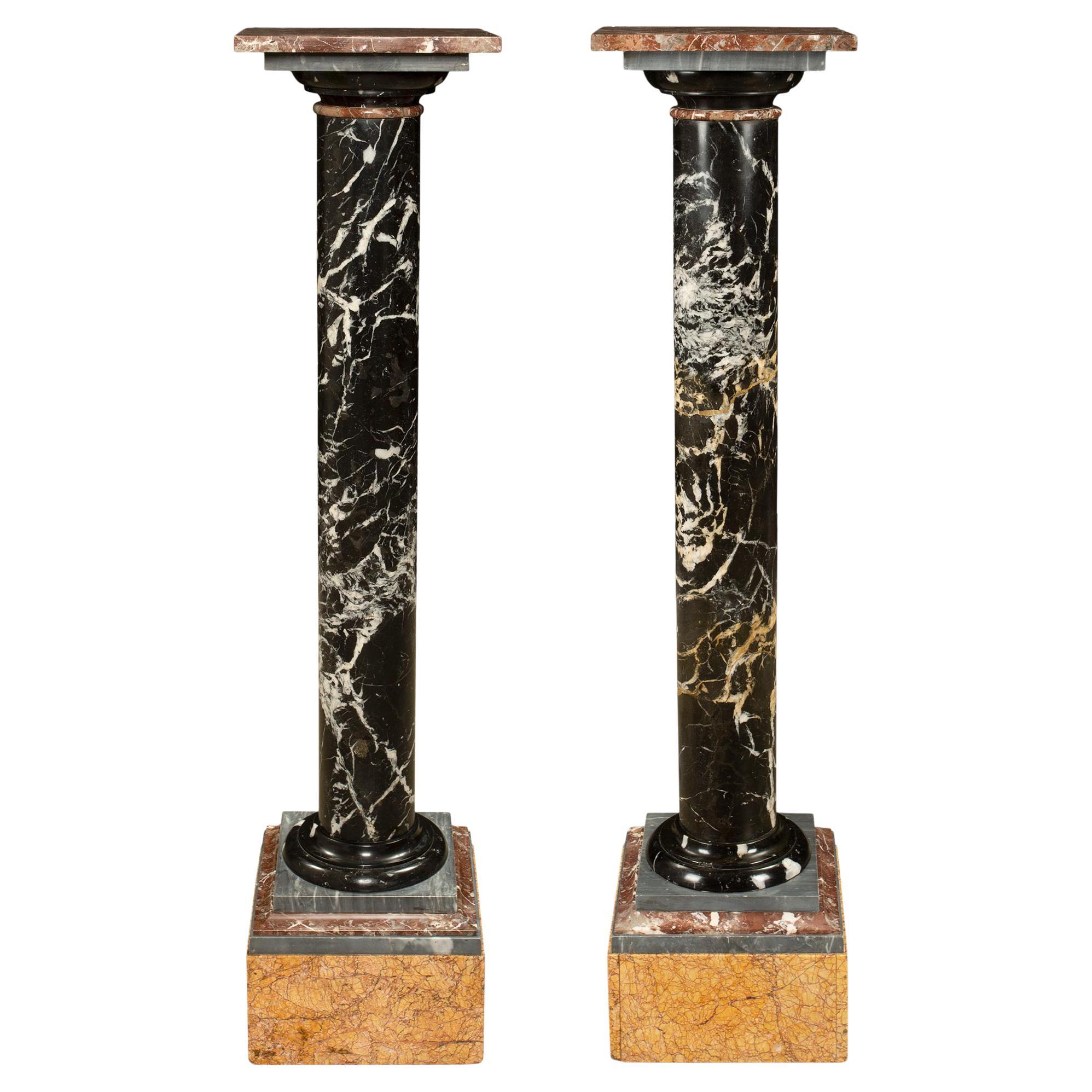Pair Of Italian 19th Century Marble Pedestal Columns
