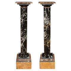 Antique Pair Of Italian 19th Century Marble Pedestal Columns