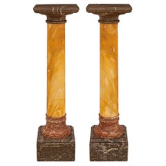 Antique Pair of Italian 19th Century Marble Pedestal Columns