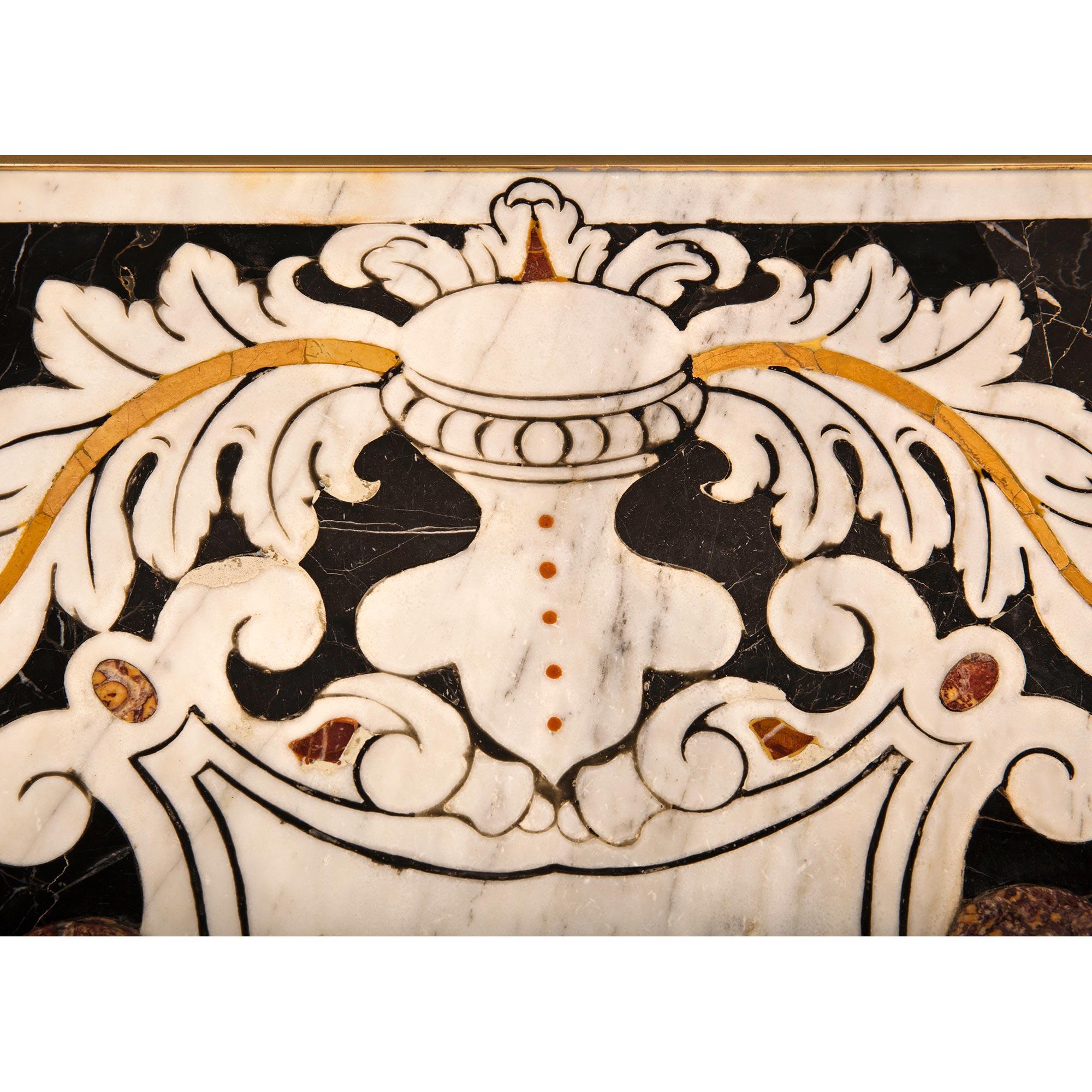 Pair of Italian 19th Century Marble Plateaux Set Within 20th Century Brass Bases For Sale 1