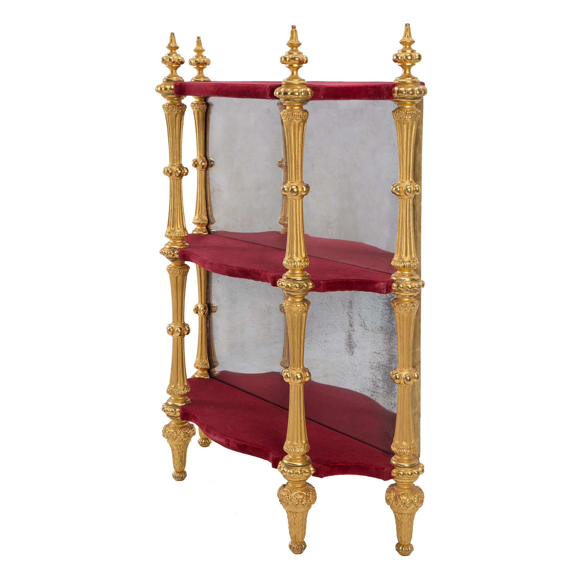 Pair of Italian 19th Century Napoleon III Period Giltwood Étagères In Good Condition For Sale In West Palm Beach, FL