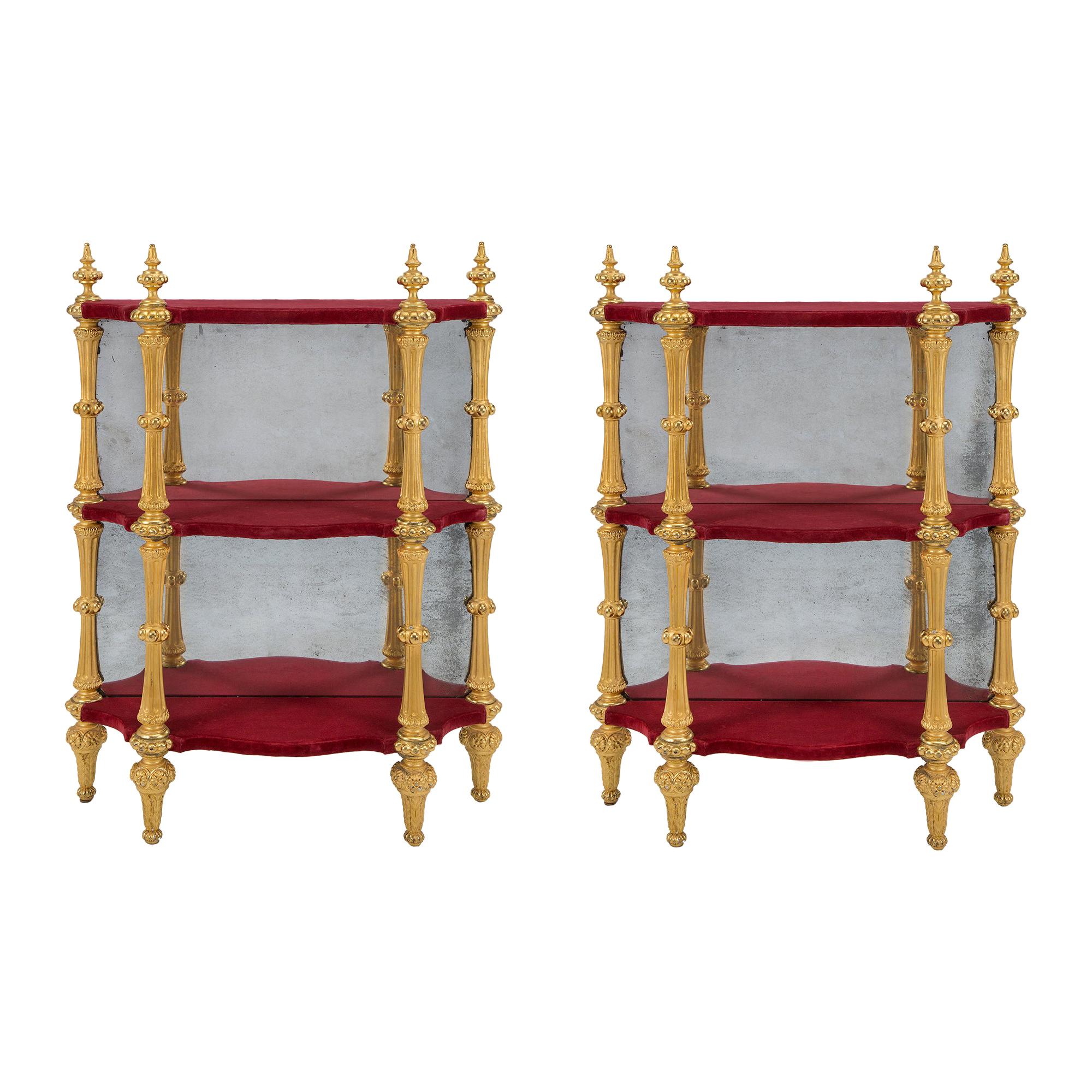 Pair of Italian 19th Century Napoleon III Period Giltwood Étagères For Sale