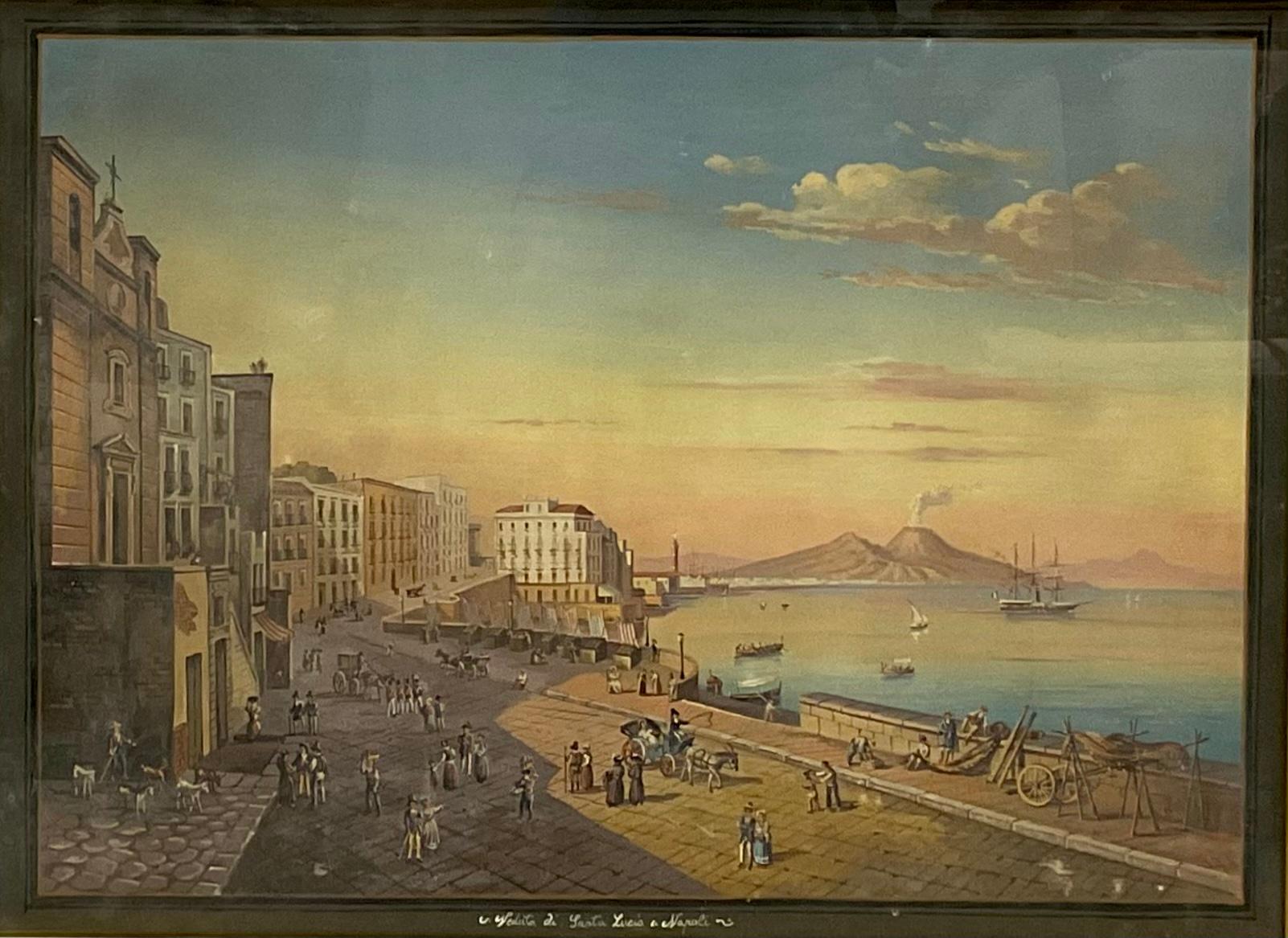 Italiano Coppia di gouaches napoletane dell'Ottocento italiano in vendita
