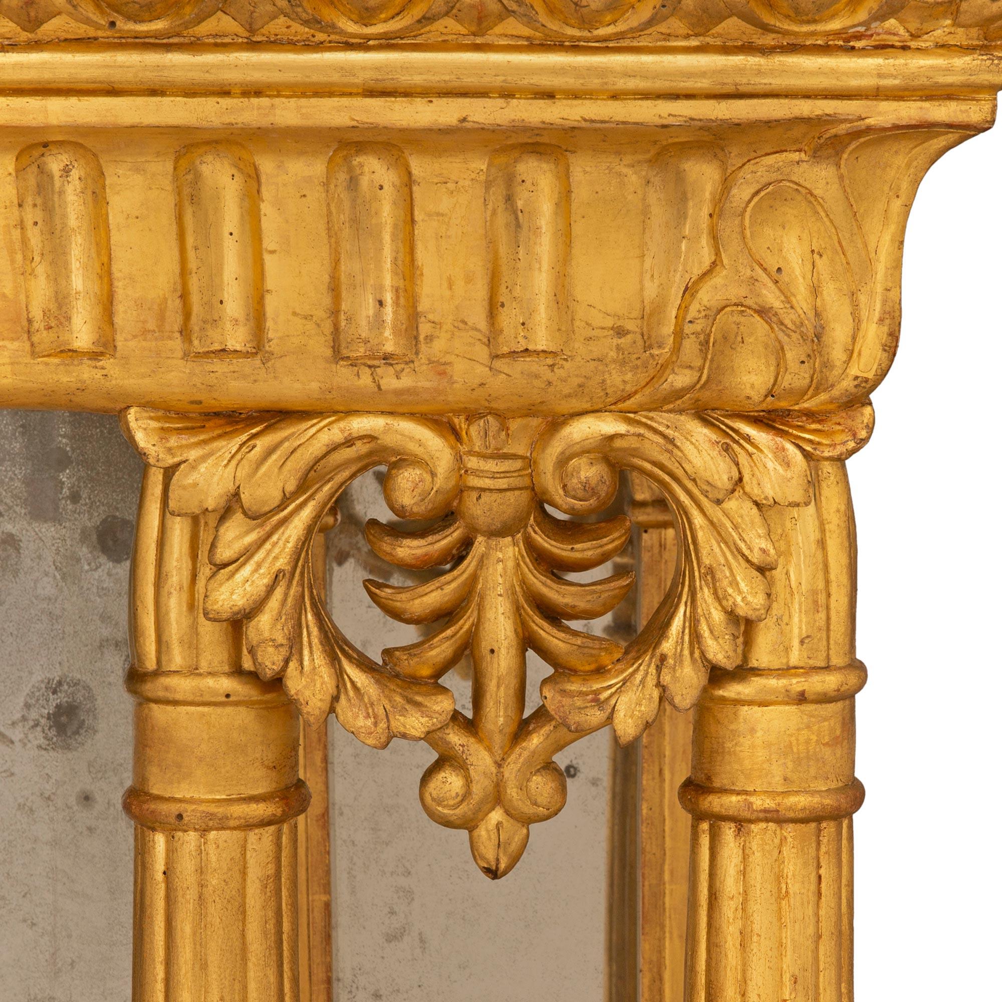 Pair of Italian 19th Century Neo-Classical St. Giltwood and Marble Consoles For Sale 2