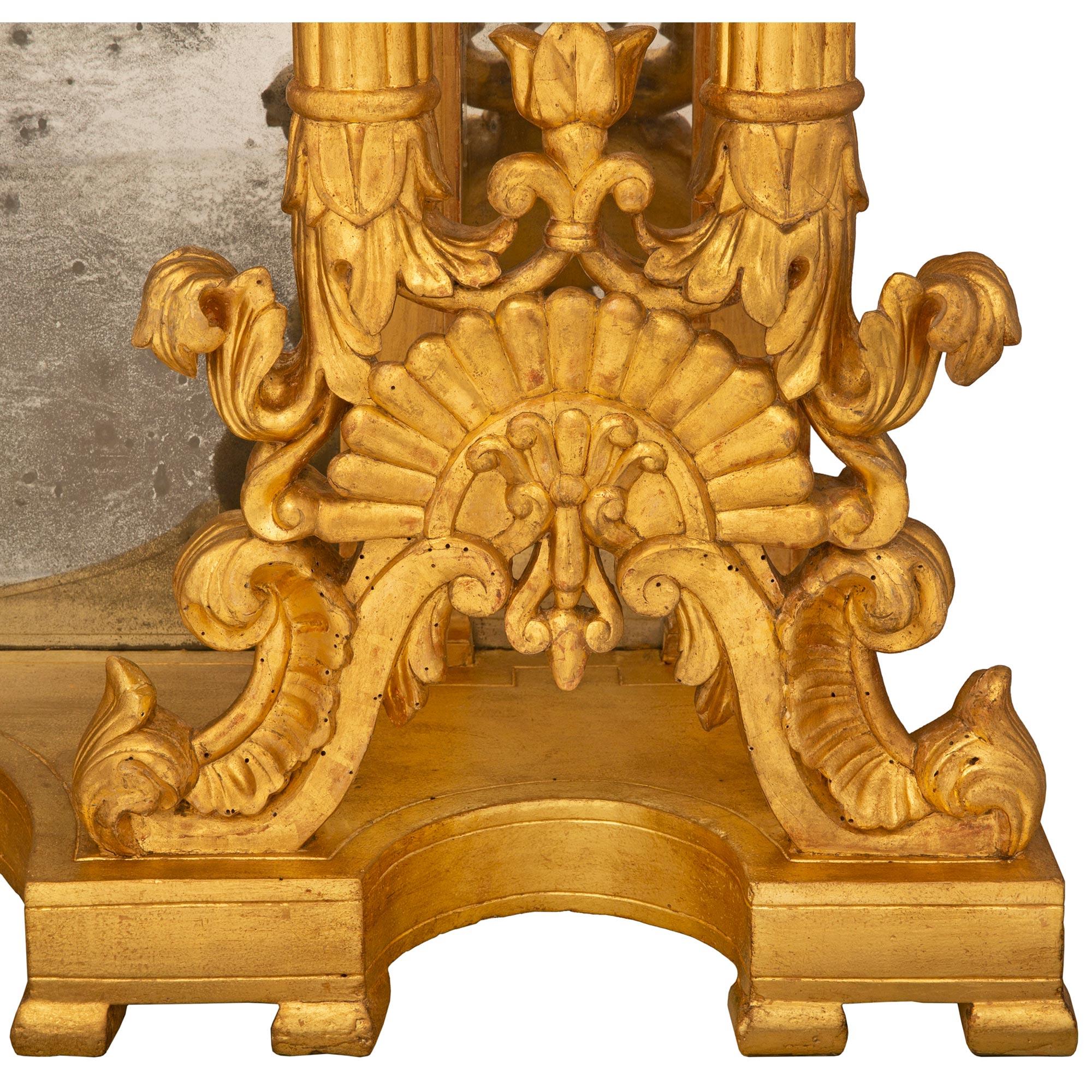 Pair of Italian 19th Century Neo-Classical St. Giltwood and Marble Consoles For Sale 3