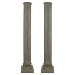 Paire de colonnes de granit italiennes no-classiques du 19me sicle