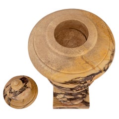 Pair of Italian 19th Century Neo-Classical St. Marble Lidded Urns