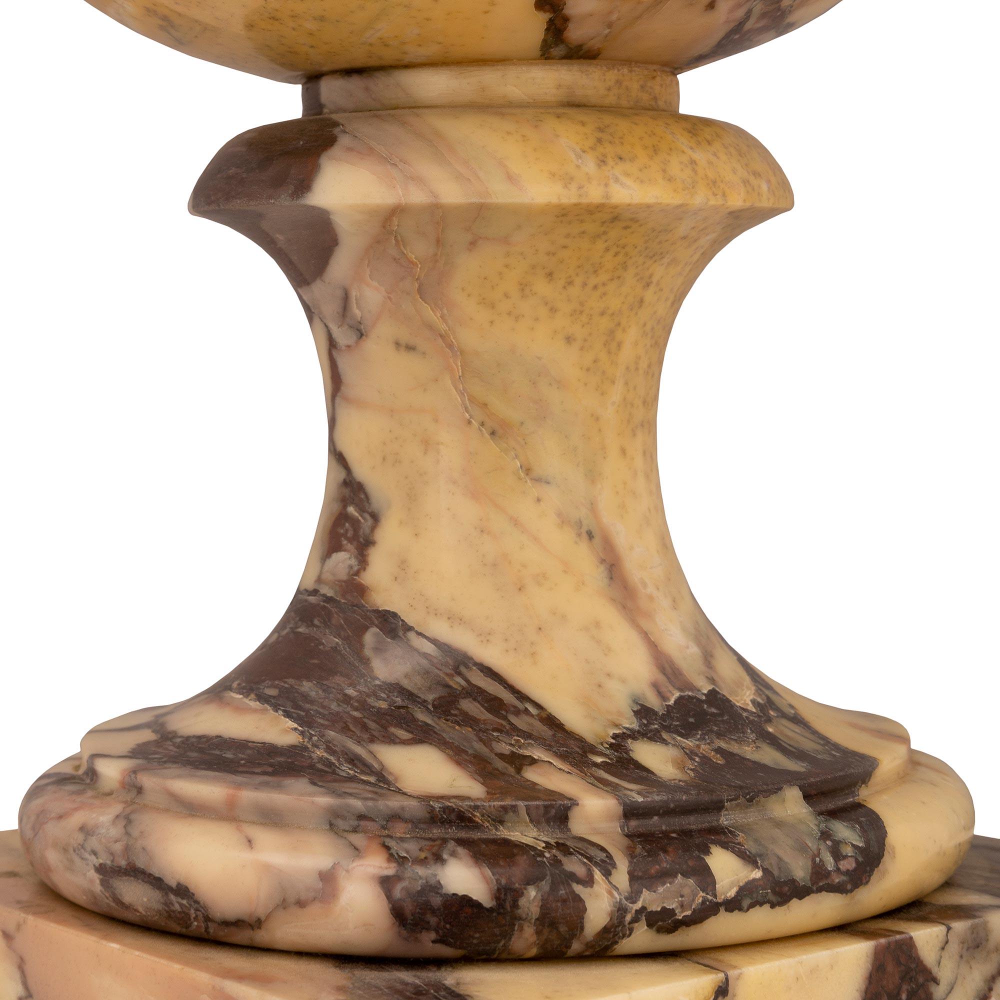 Pair of Italian 19th Century Neo-Classical St. Marble Lidded Urns For Sale 3