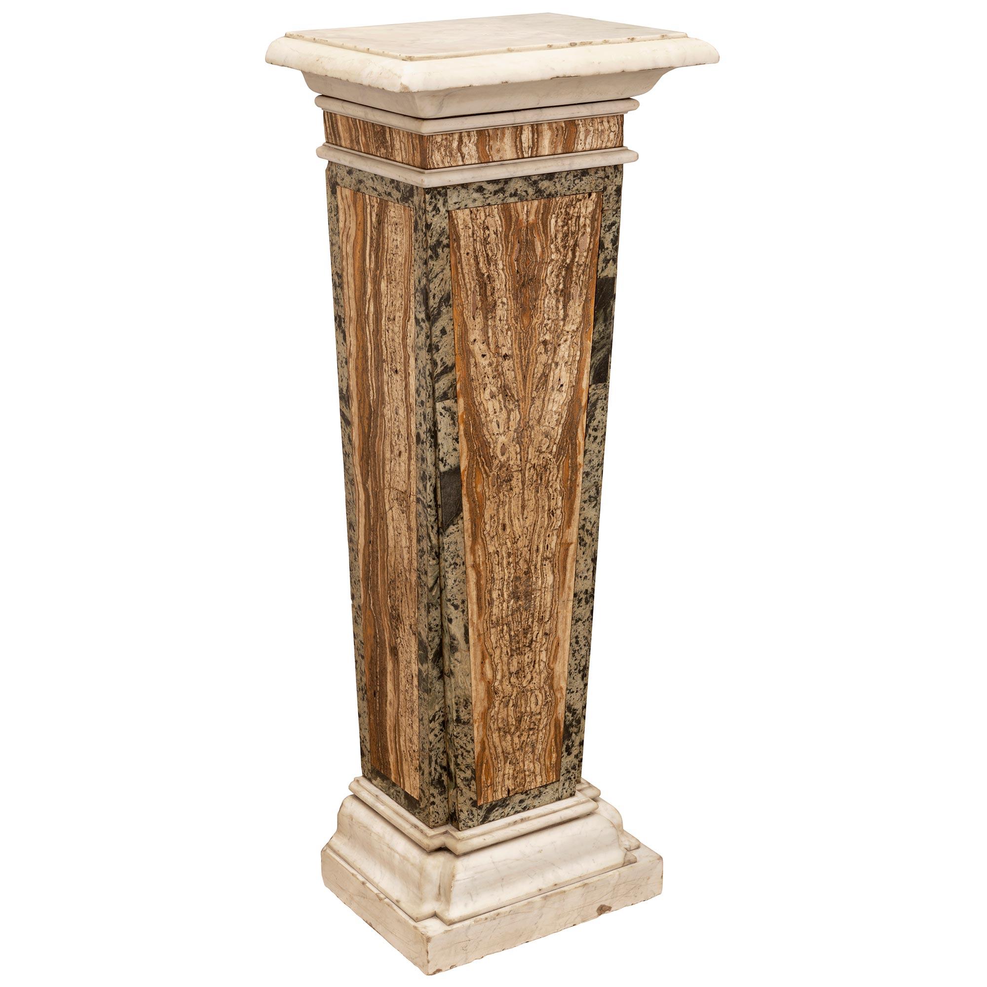Neoclassical Pair of Italian 19th Century Neo-Classical St. Marble Pedestal Columns