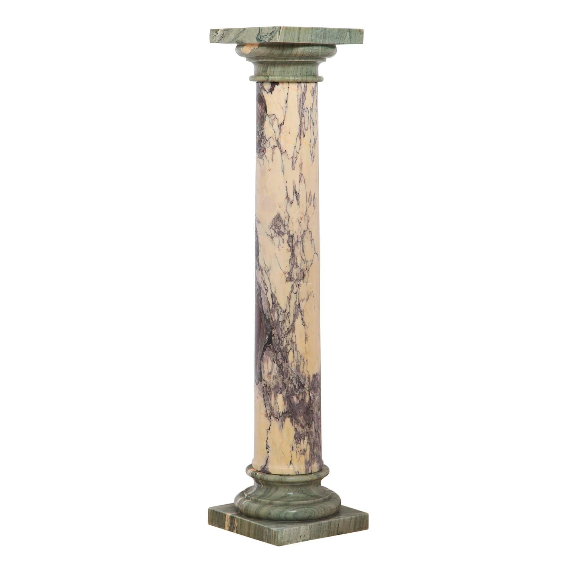 Pair of Italian 19th Century Neo-Classical St. Marble Pedestal Columns In Good Condition For Sale In West Palm Beach, FL