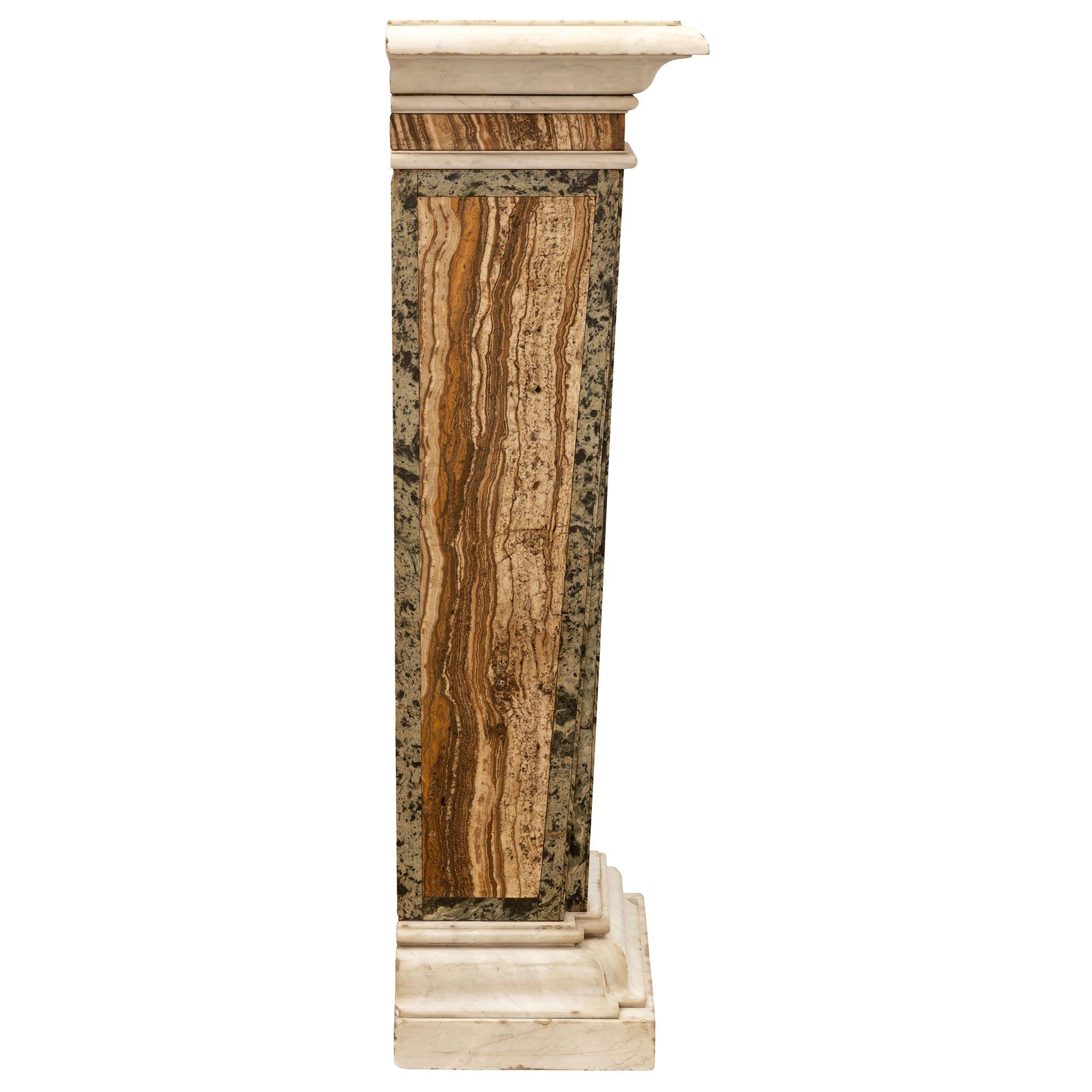 Pair of Italian 19th Century Neo-Classical St. Marble Pedestal Columns In Good Condition In West Palm Beach, FL