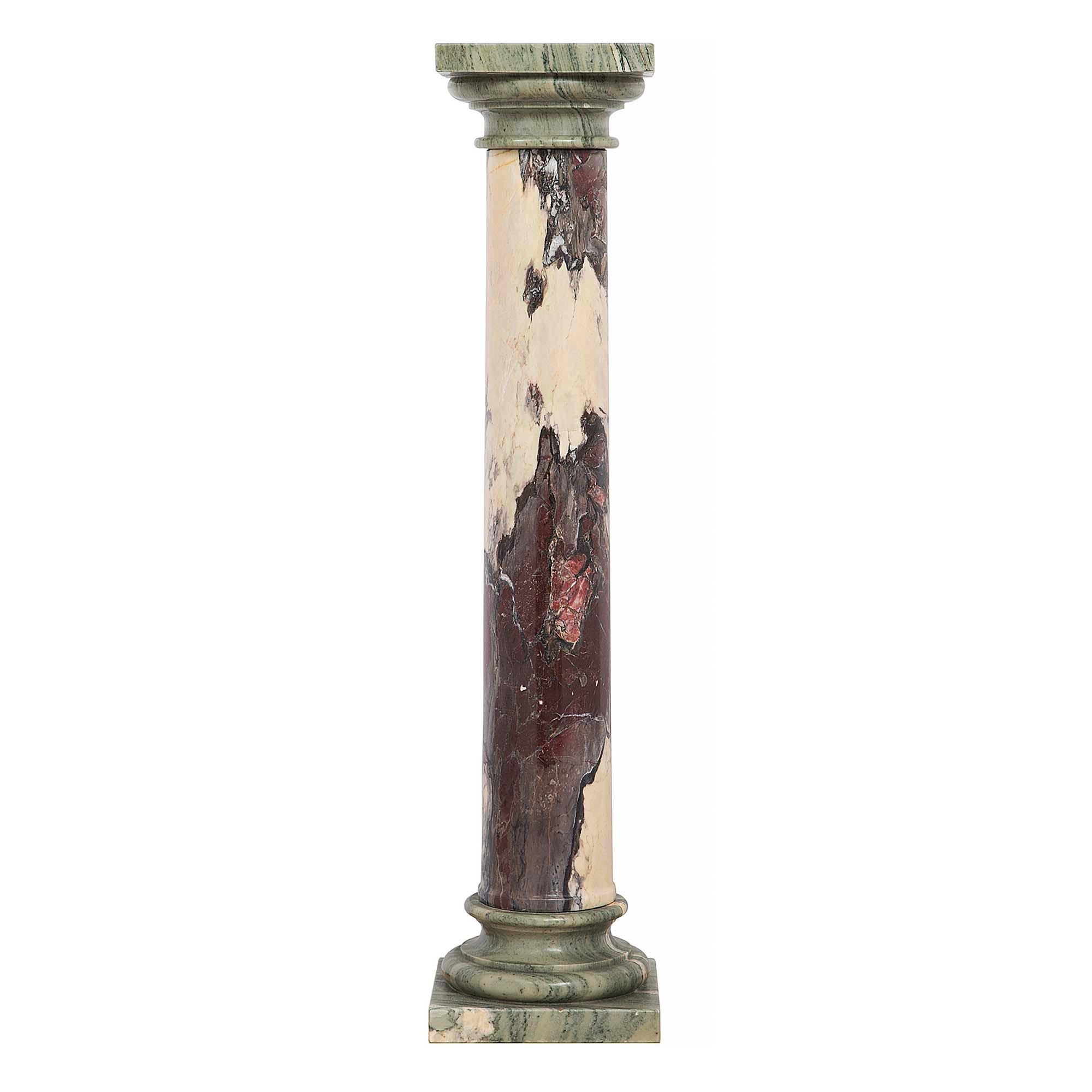 Pair of Italian 19th Century Neo-Classical St. Marble Pedestal Columns In Good Condition For Sale In West Palm Beach, FL