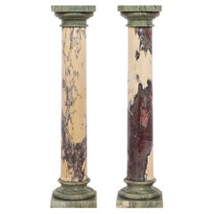Pair of Italian 19th Century Neo-Classical St. Marble Pedestal Columns