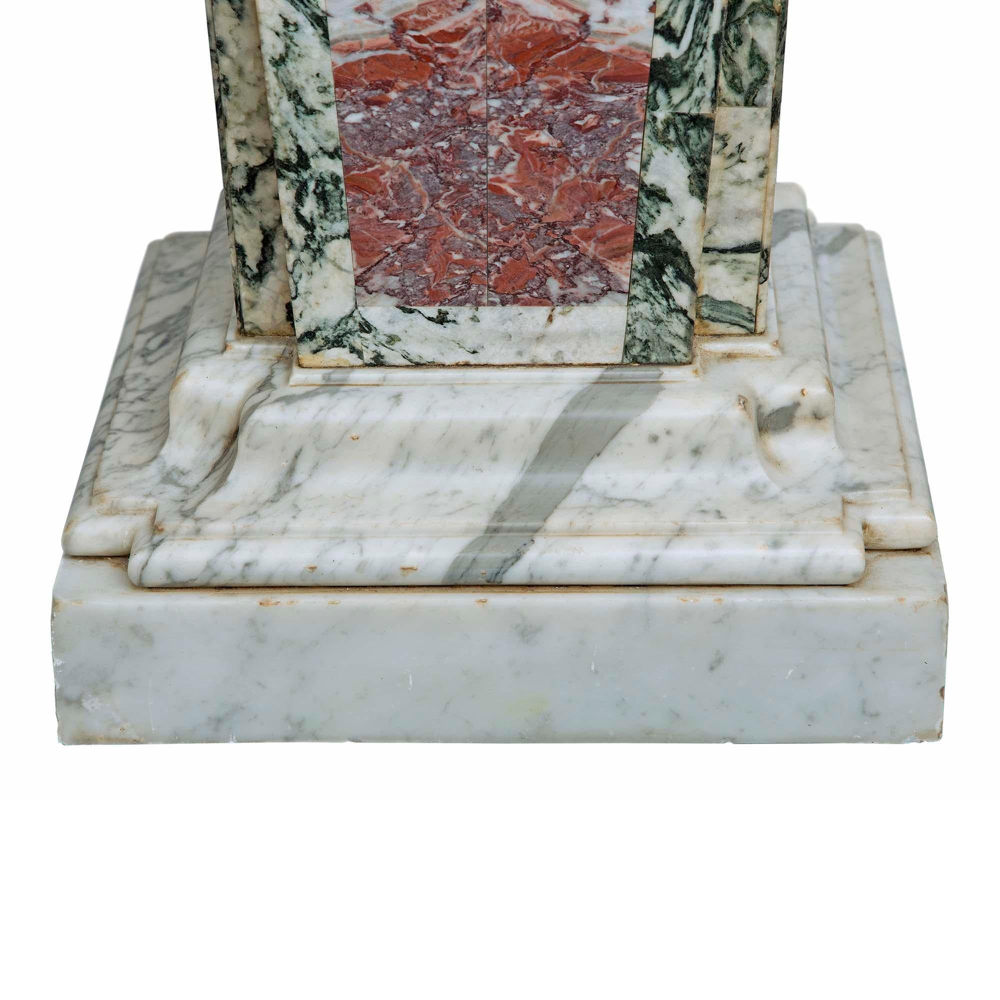 Pair of Italian 19th Century Neo-Classical St. Marble Pedestals For Sale 3