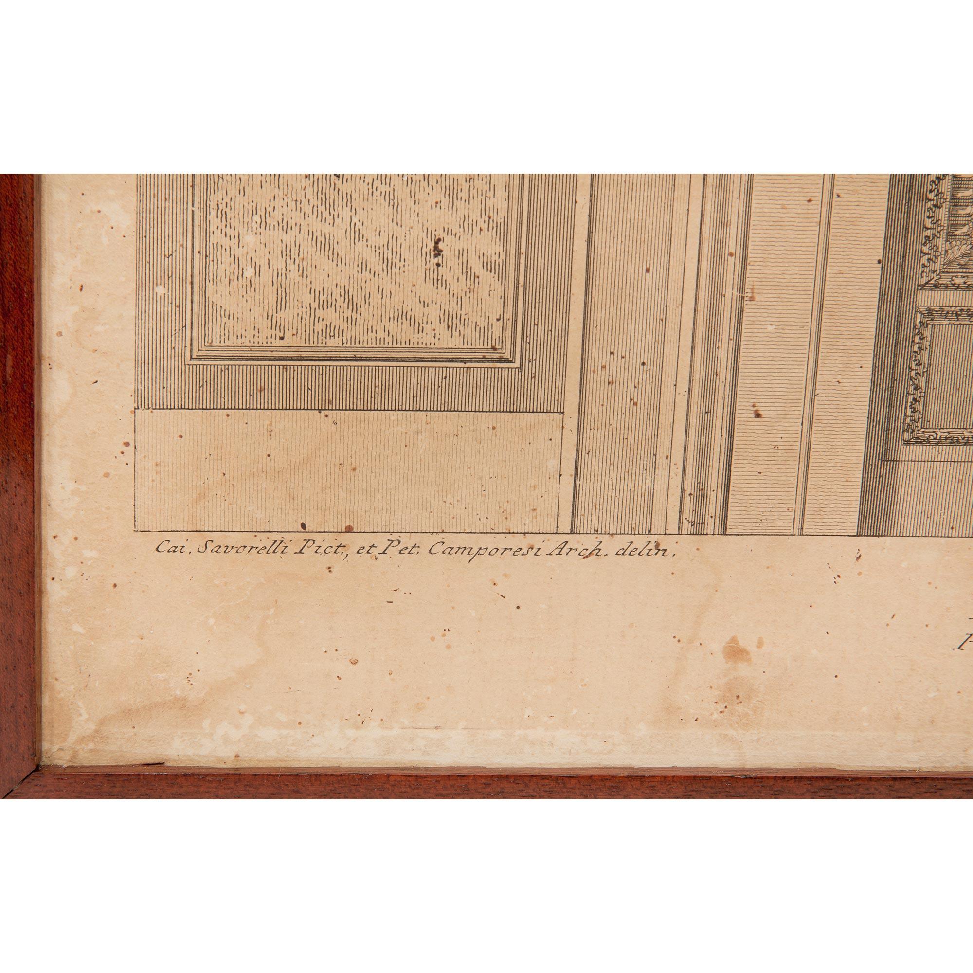 Pair of Italian 19th Century Neo-Classical St. Prints in Their Original Walnut F For Sale 3