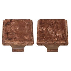 Pair Of Italian 19th Century Neo-Classical St. Rouge Marble Pedestal Column