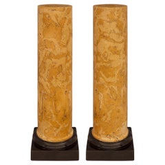 Antique Pair of Italian 19th Century Neo-Classical St. Scagliola Pedestal Columns
