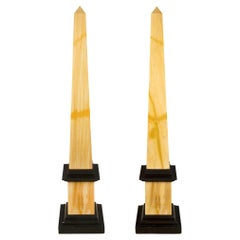 Pair of Italian 19th Century Neo-Classical St. Sienna and Marble Obelisks