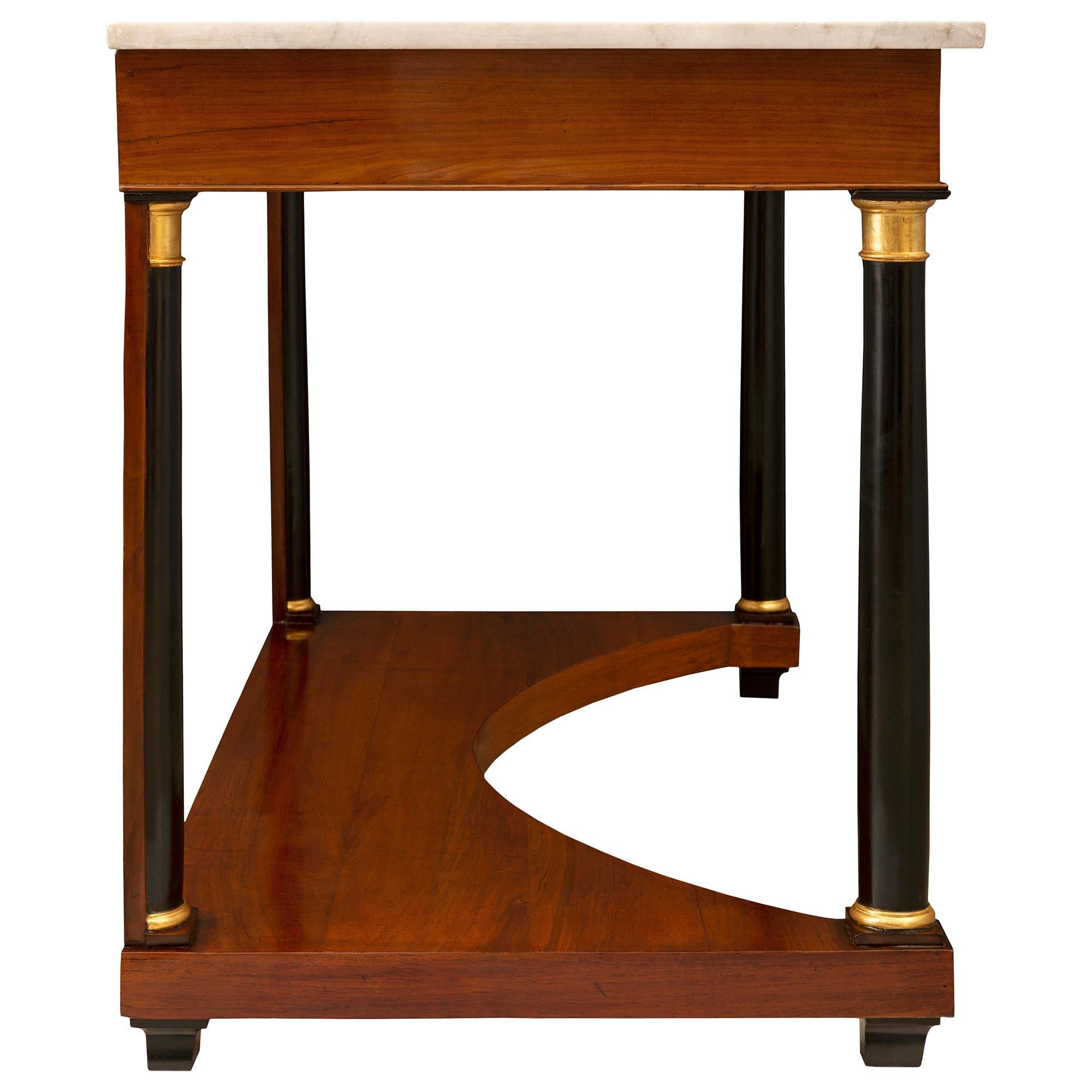 Pair of Italian 19th Century Neoclassical St. Cherrywood Console Tables In Good Condition For Sale In West Palm Beach, FL