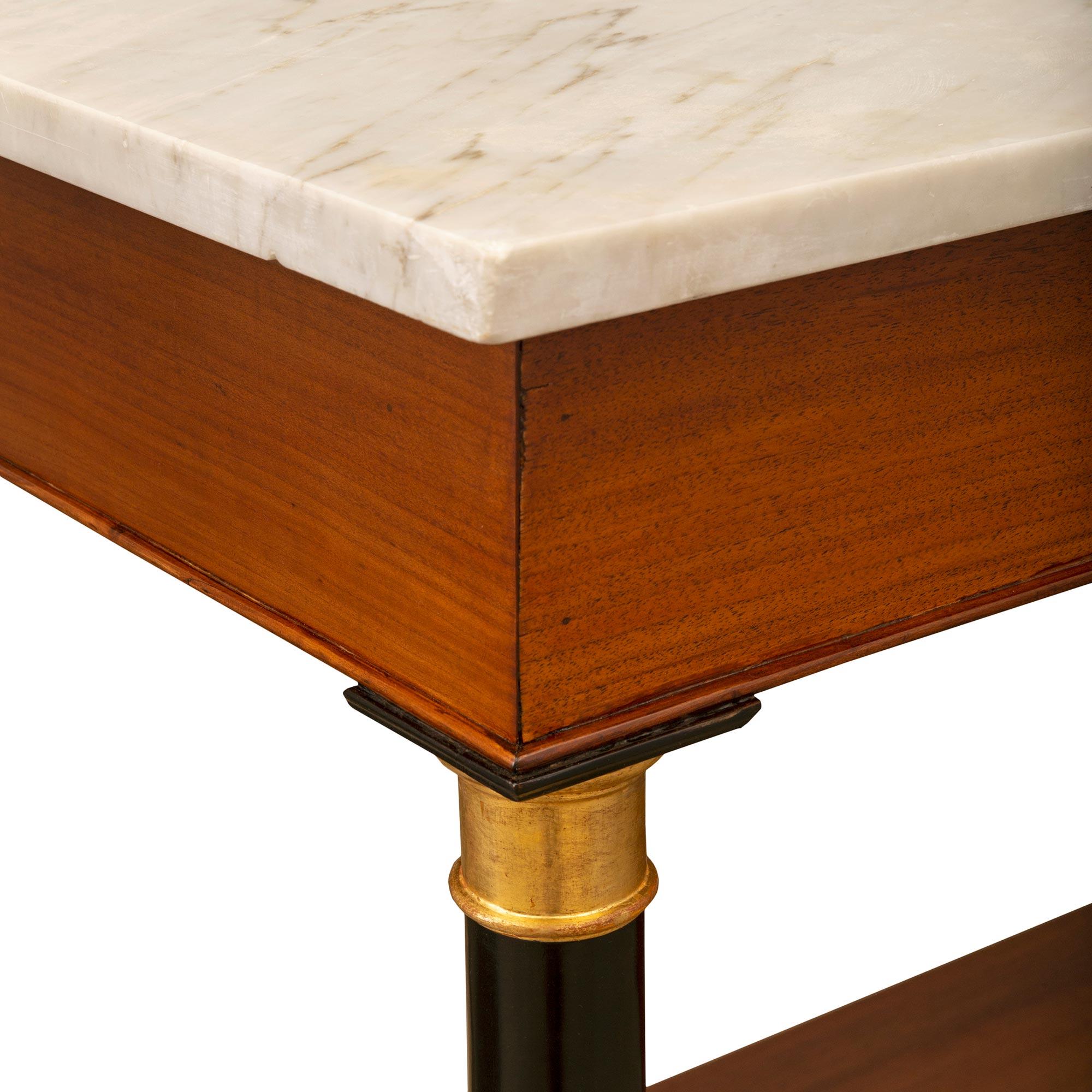Marble Pair of Italian 19th Century Neoclassical St. Cherrywood Console Tables For Sale